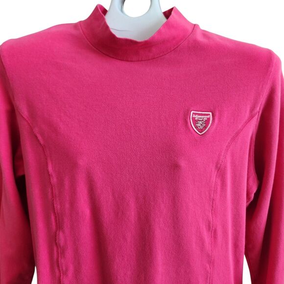 Kate Lord VTG Barbiecore Pink Long Sleeve Top-Crested-Mock Turtle-Y2K Preppy L - Picture 3 of 10